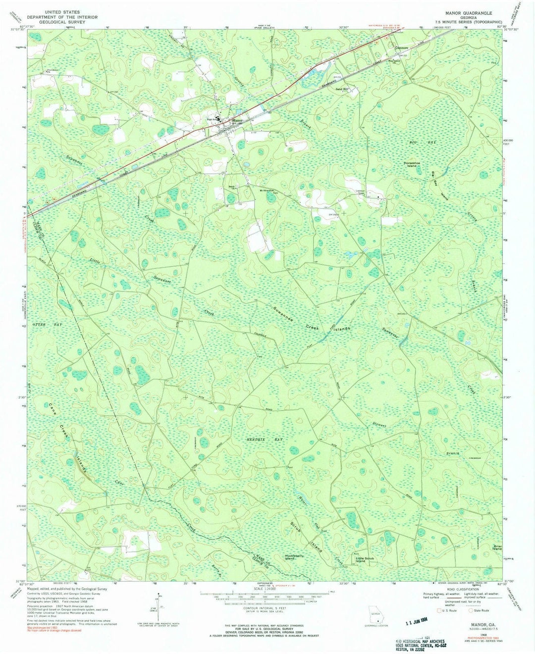1968 Manor, GA - Georgia - USGS Topographic Map