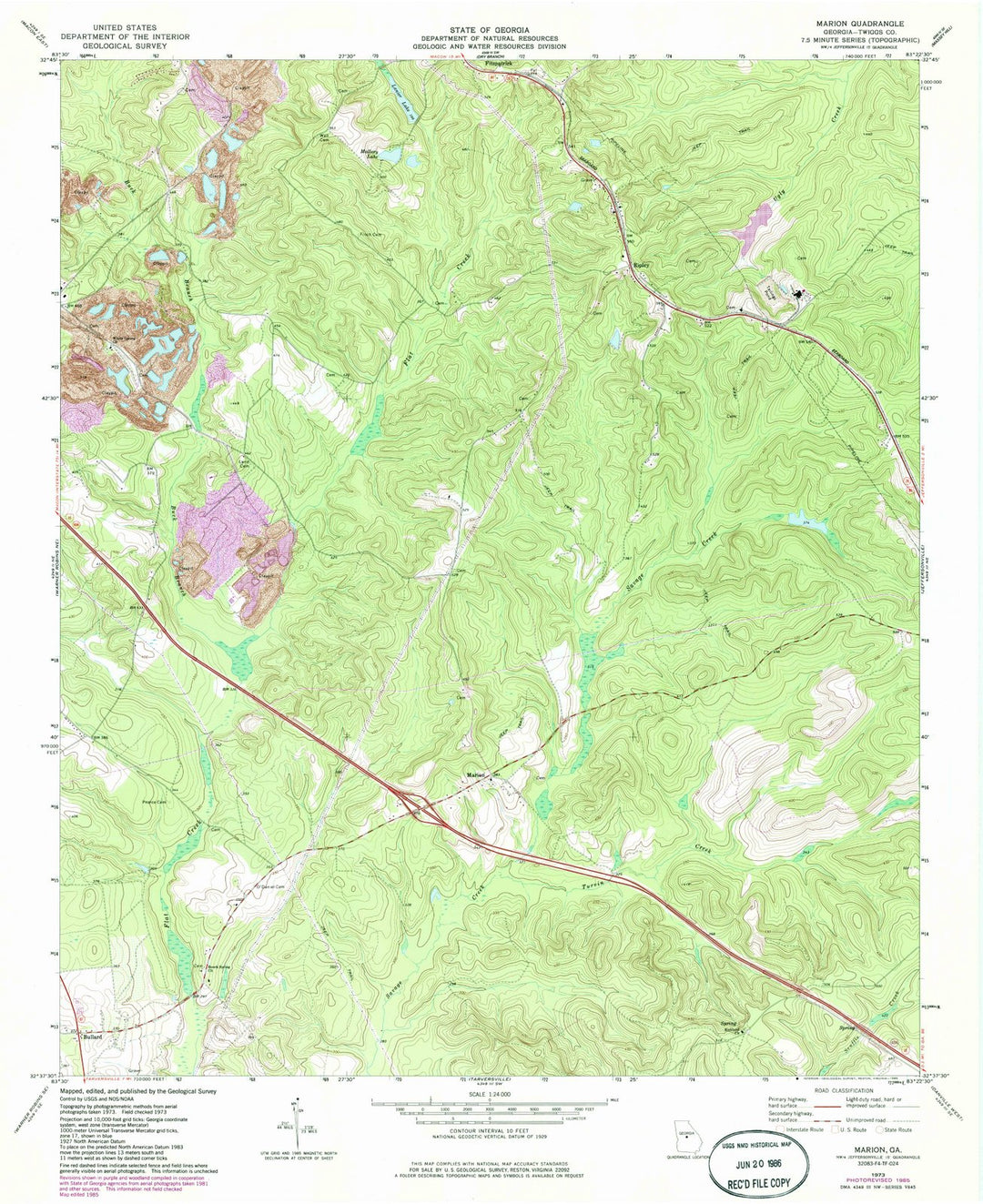 1973 Marion, GA - Georgia - USGS Topographic Map