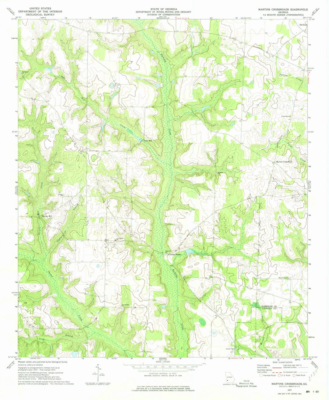 1973 Martins Crossroads, GA - Georgia - USGS Topographic Map
