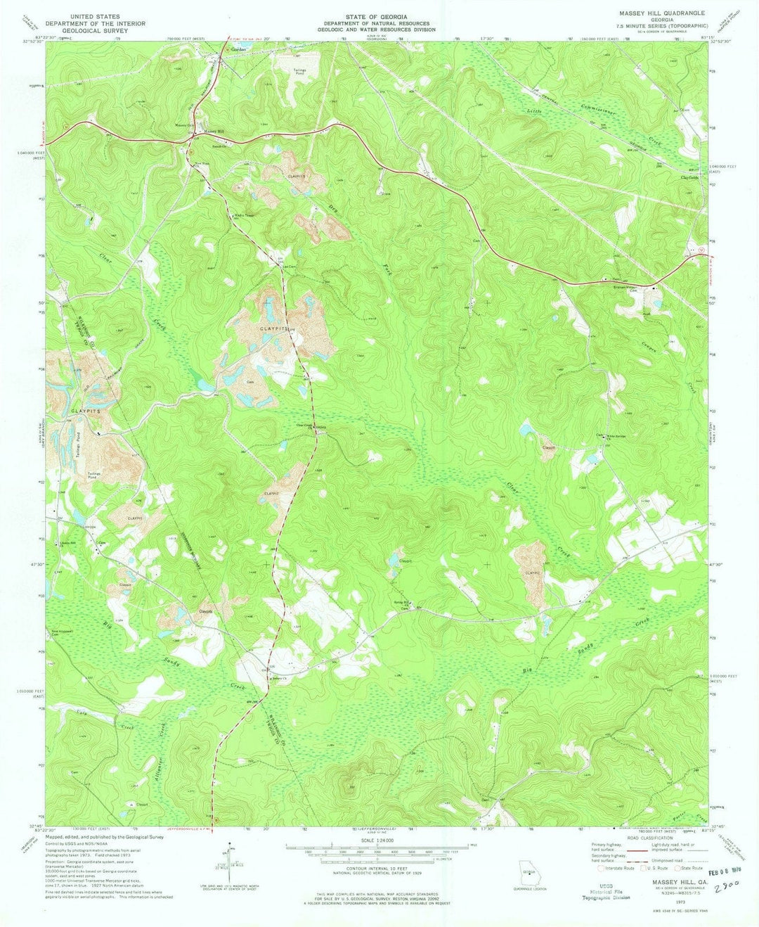 1973 Massey Hill, GA - Georgia - USGS Topographic Map