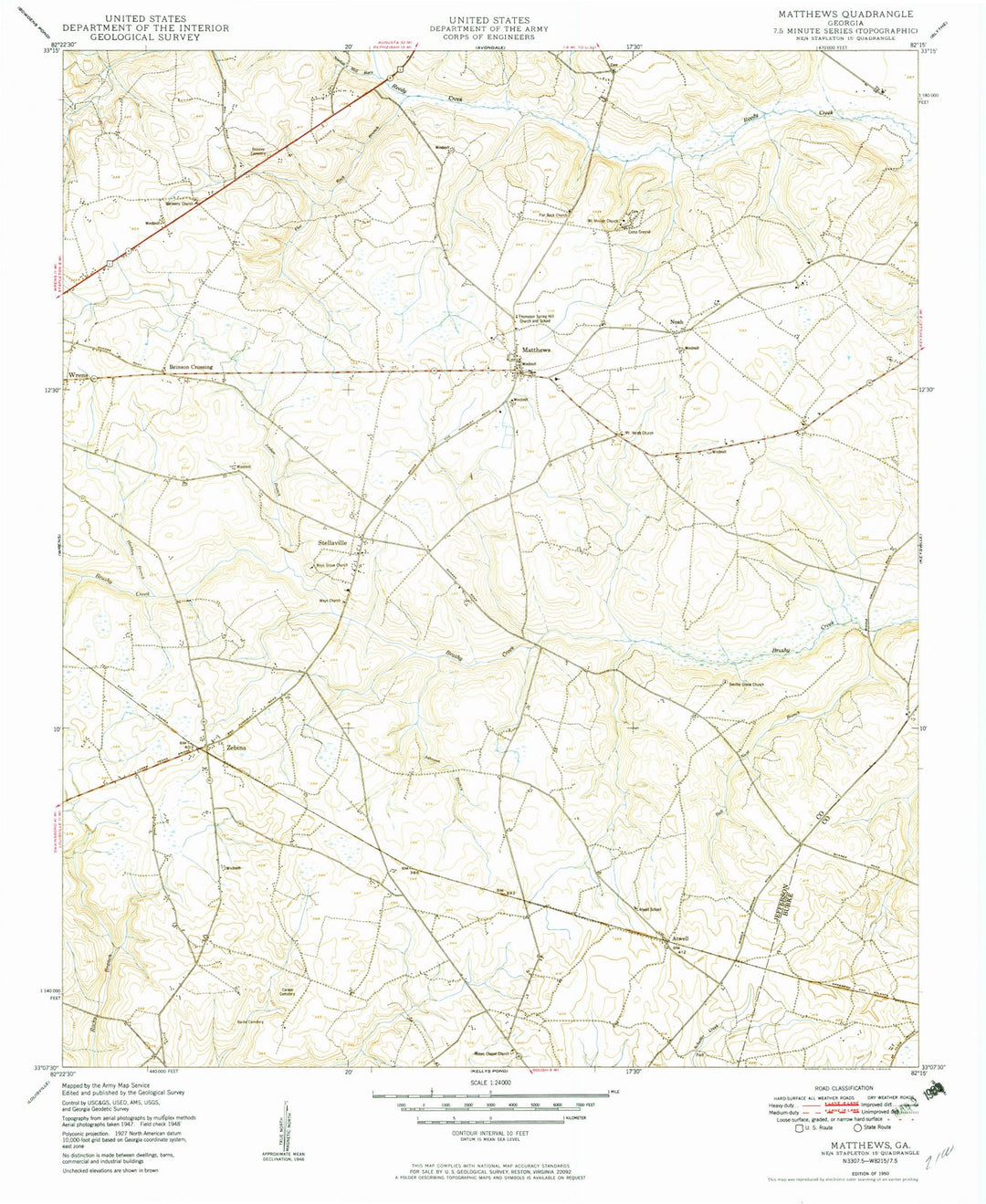1950 Matthews, GA - Georgia - USGS Topographic Map