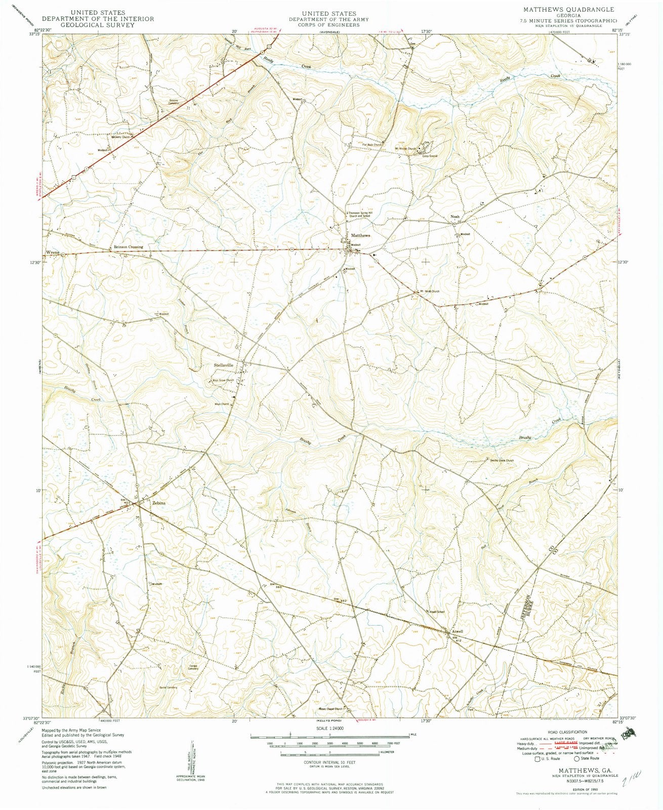 1950 Matthews, GA - Georgia - USGS Topographic Map