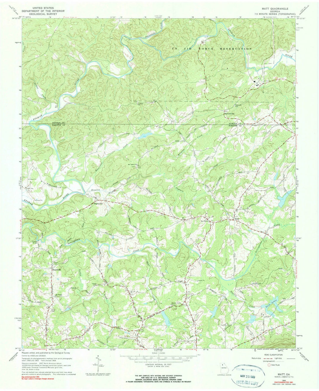 1964 Matt, GA - Georgia - USGS Topographic Map