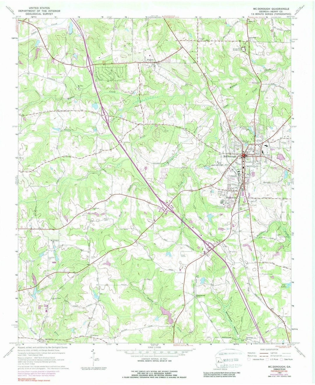 1964 Mconough, GA - Georgia - USGS Topographic Map