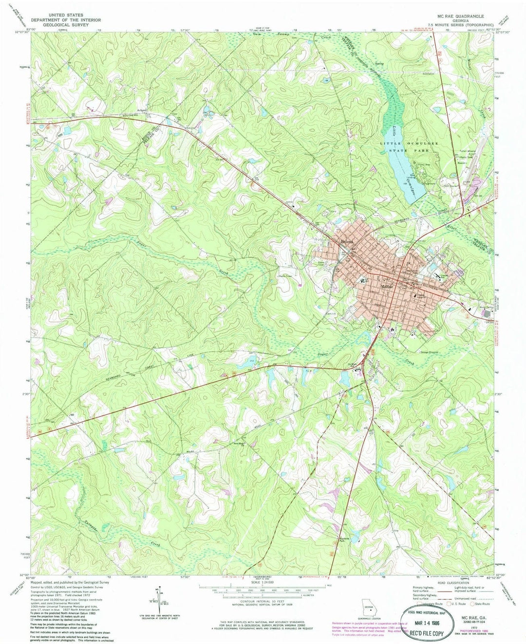 1972 Mc Rae, GA - Georgia - USGS Topographic Map