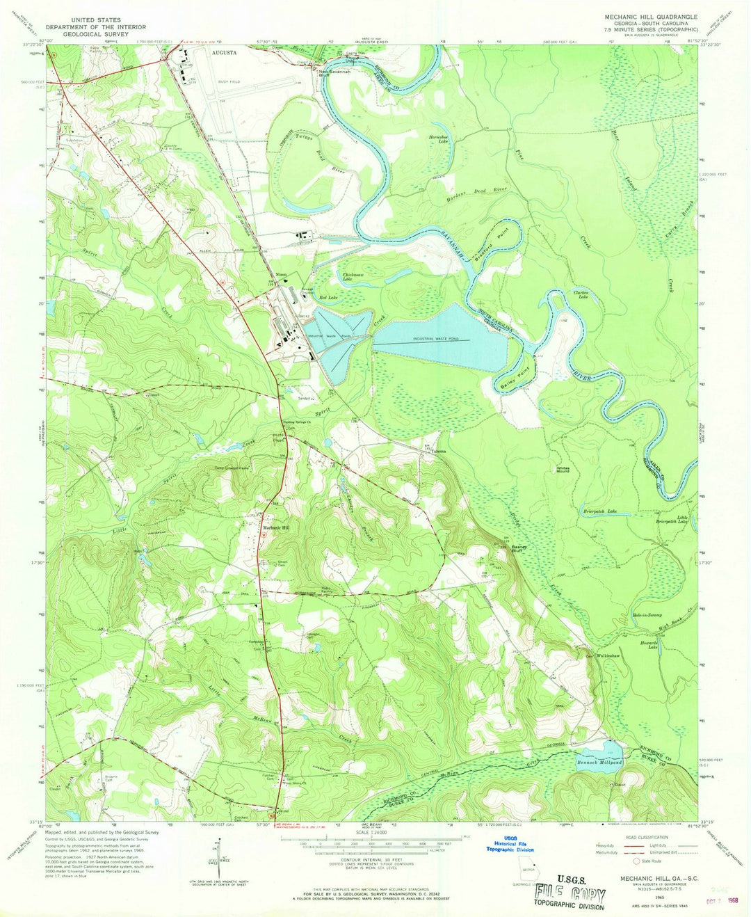 1965 Mechanic Hill, GA - Georgia - USGS Topographic Map