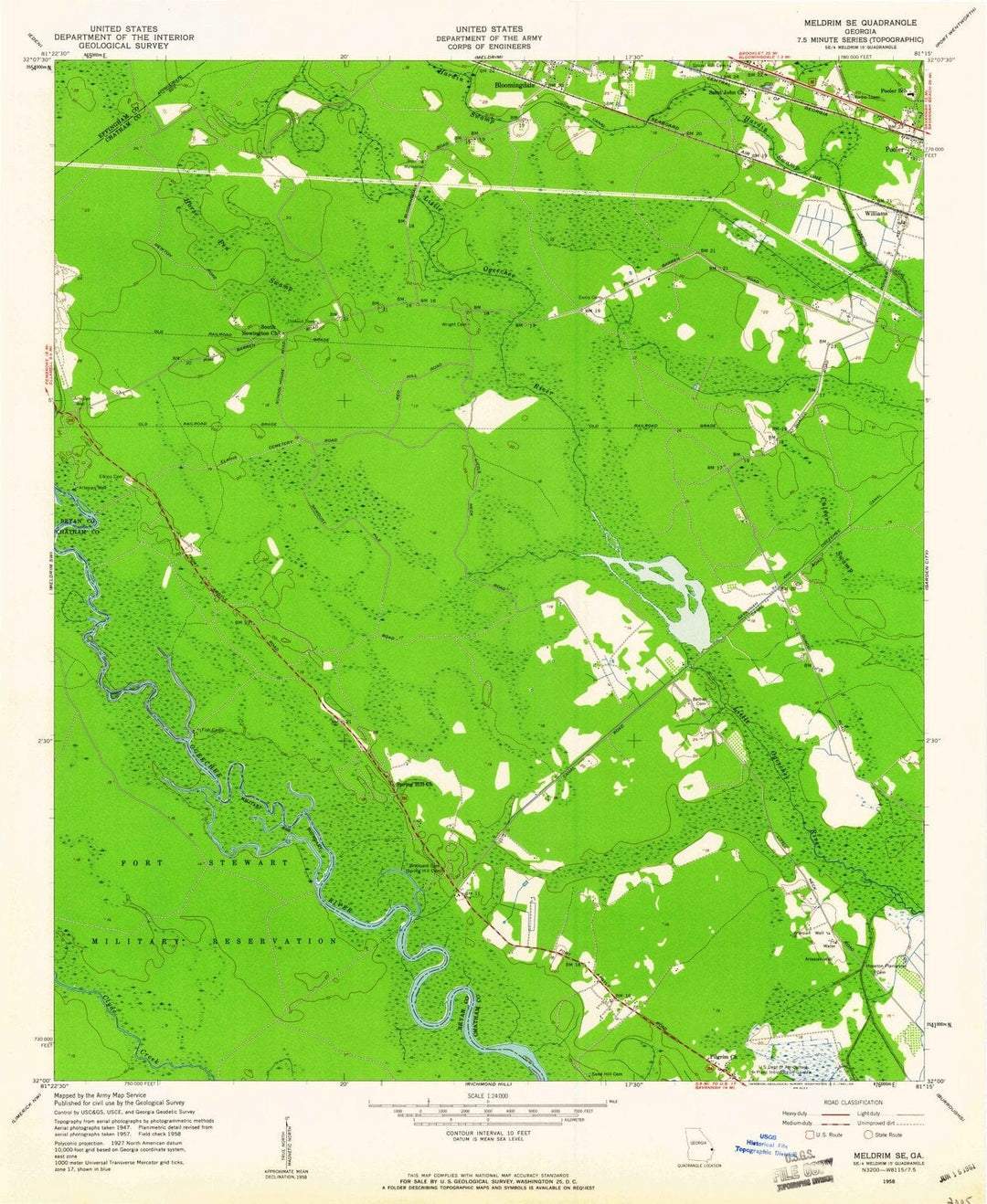 1958 Meldrim, GA - Georgia - USGS Topographic Map