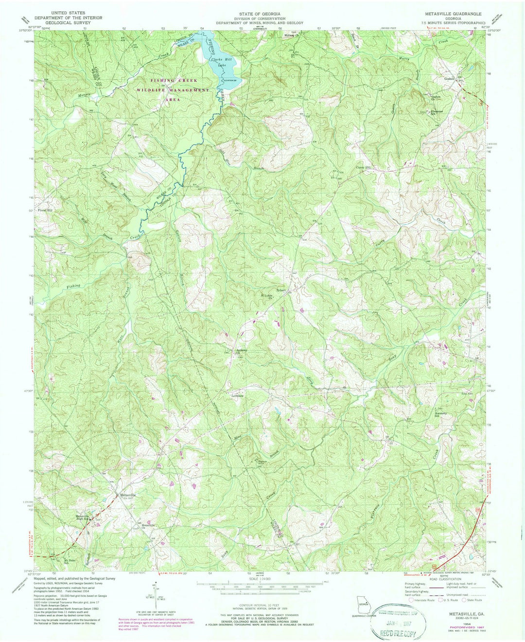 1954 Metasville, GA - Georgia - USGS Topographic Map
