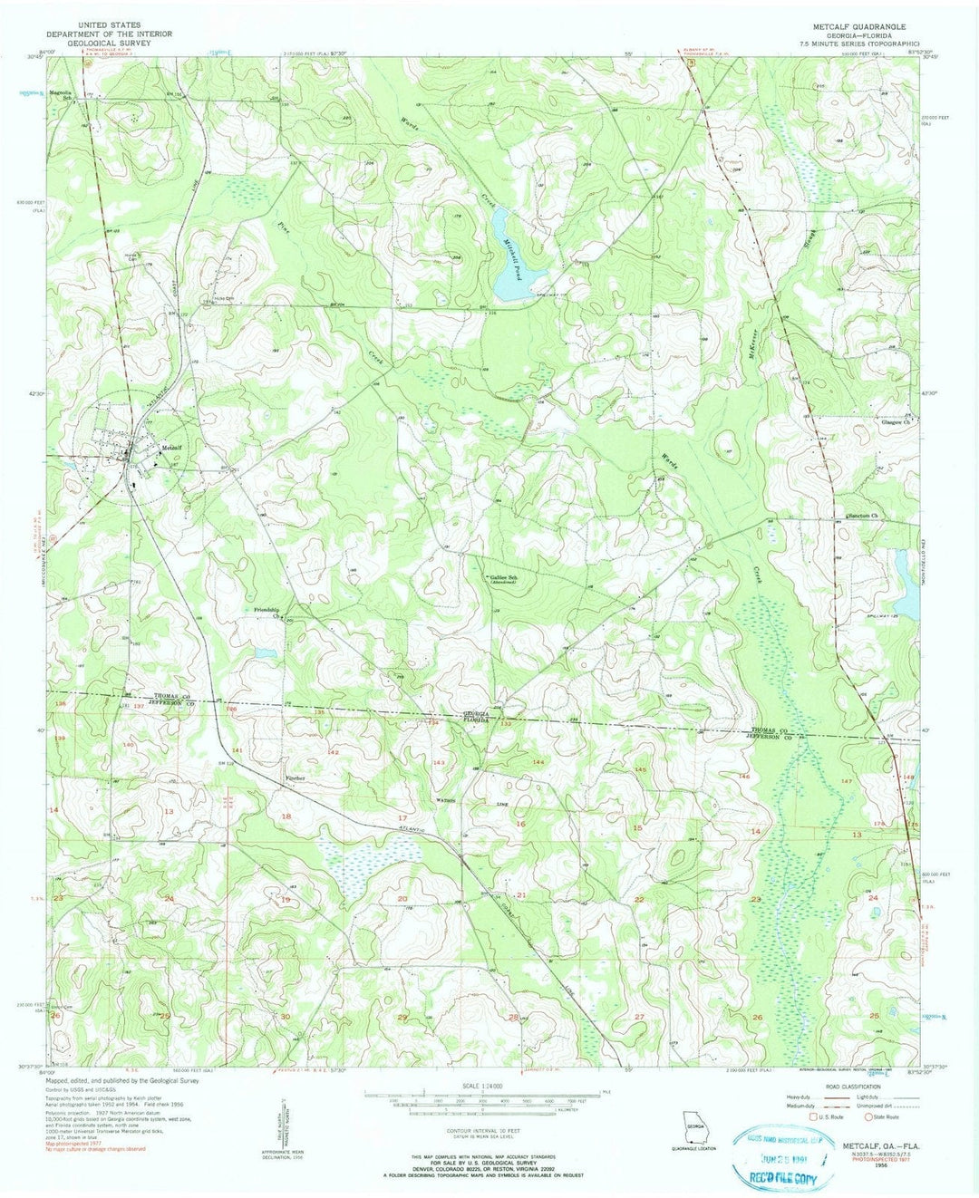 1956 Metcalf, GA - Georgia - USGS Topographic Map