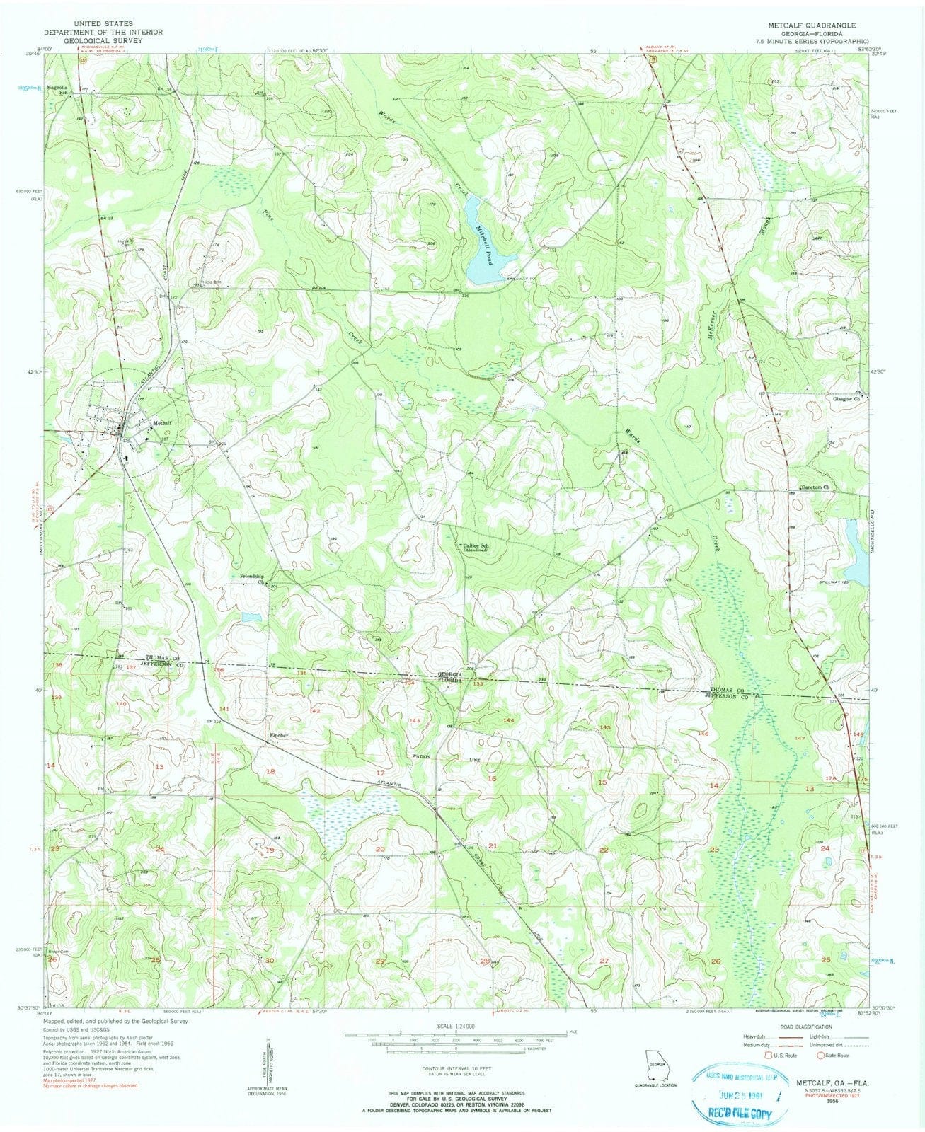 1956 Metcalf, GA - Georgia - USGS Topographic Map