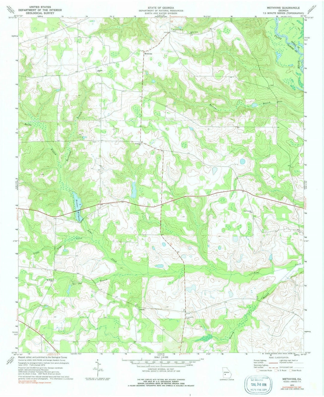 1972 Methvins, GA - Georgia - USGS Topographic Map