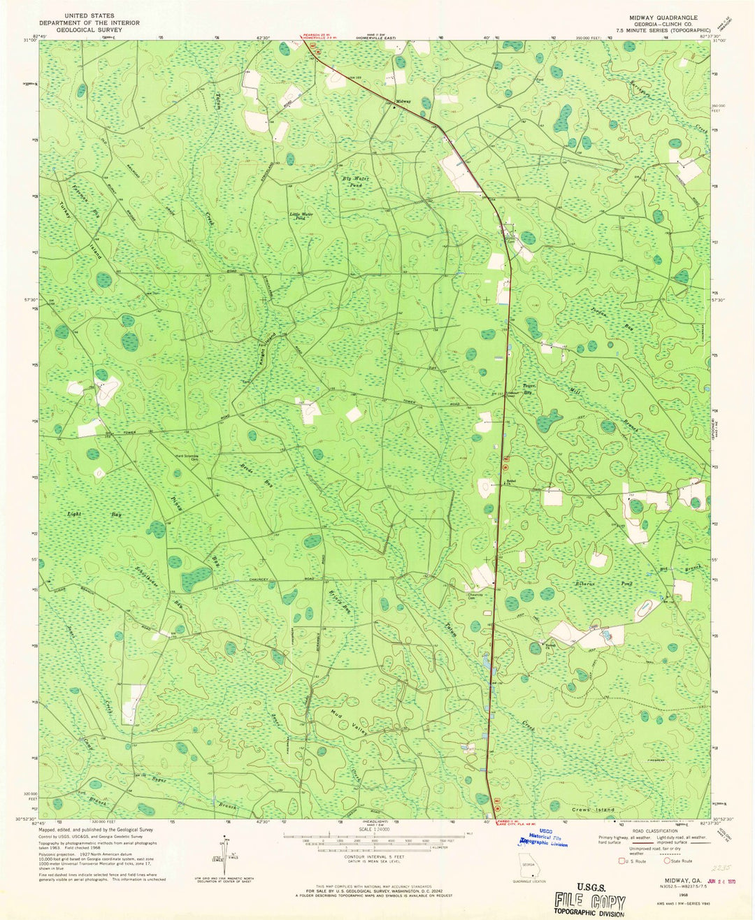 1968 Midway, GA - Georgia - USGS Topographic Map