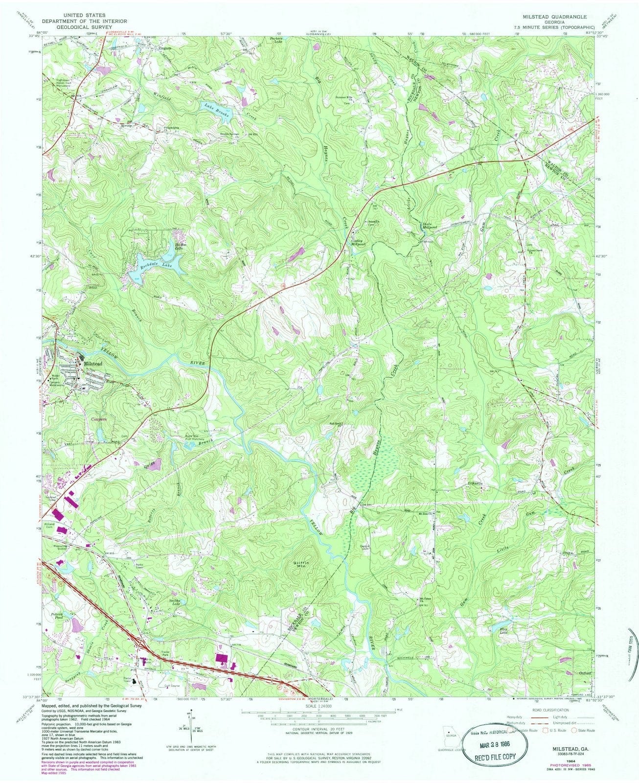 1964 Milstead, GA - Georgia - USGS Topographic Map