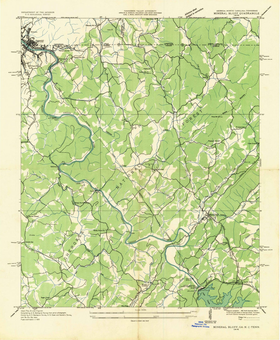 1935 Mineral Bluff, GA - Georgia - USGS Topographic Map