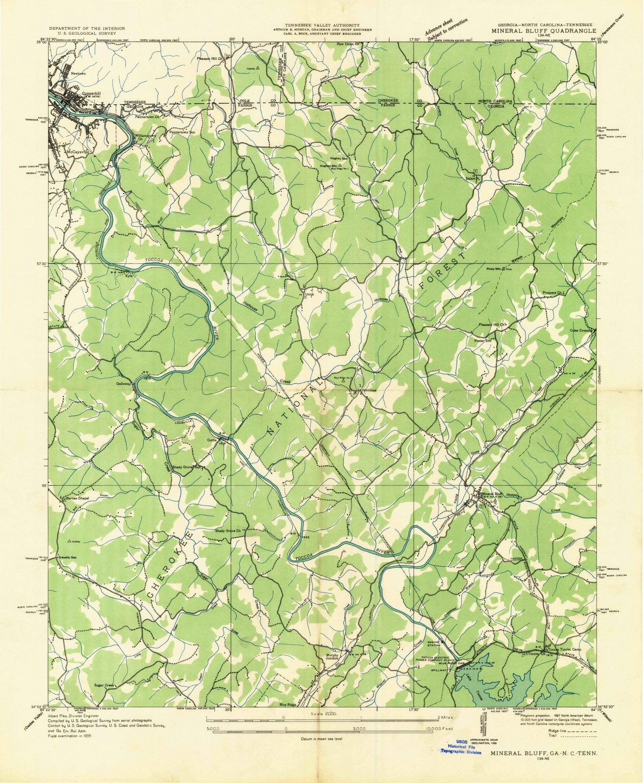 1935 Mineral Bluff, GA - Georgia - USGS Topographic Map