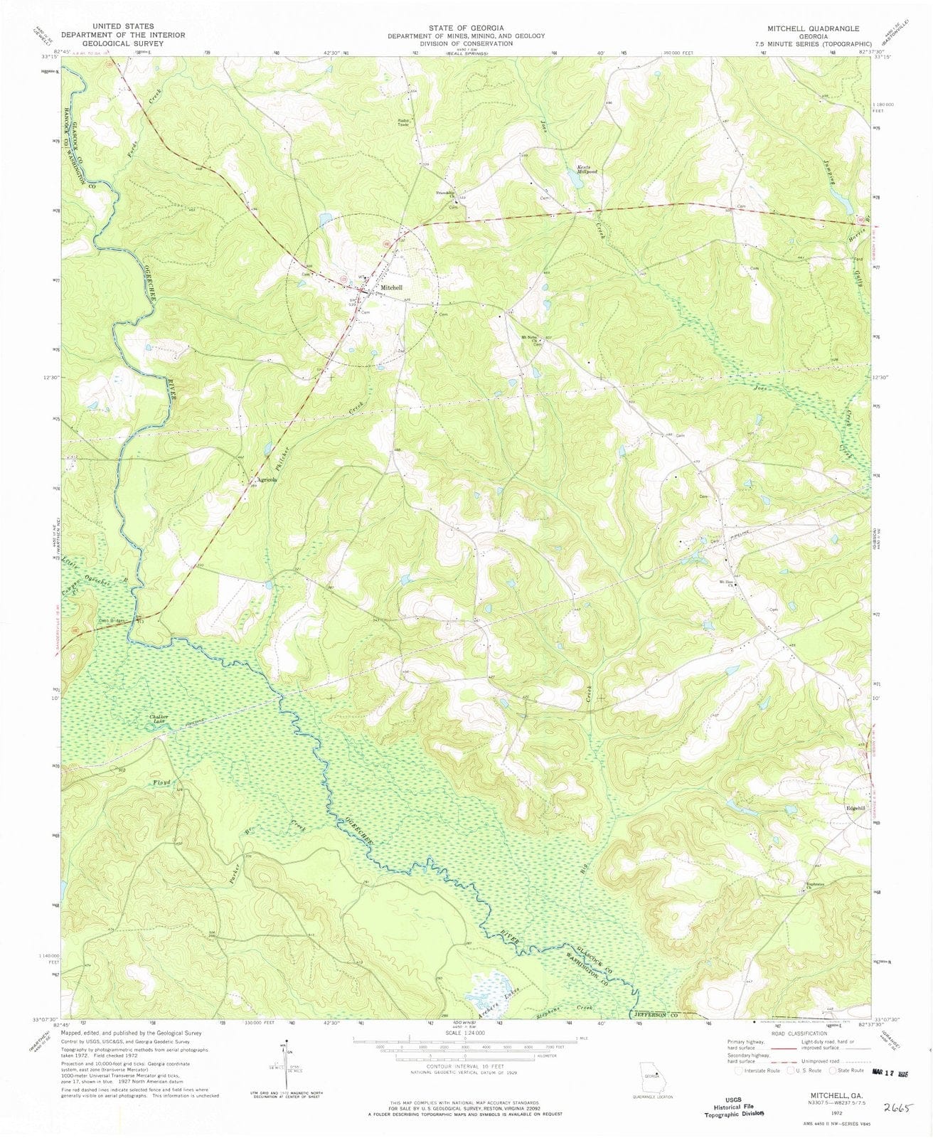 1972 Mitchell, GA - Georgia - USGS Topographic Map