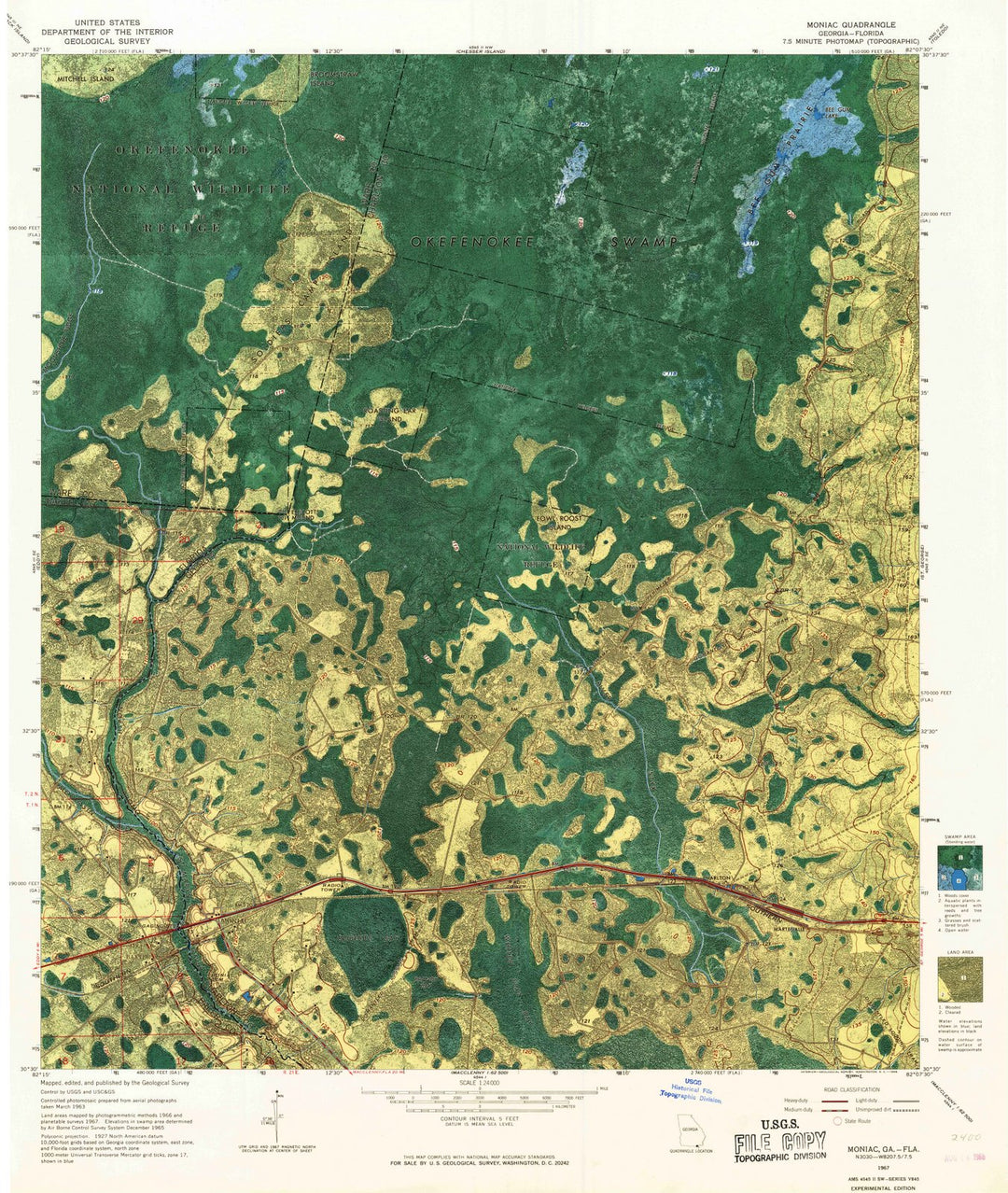 1967 Moniac, GA - Georgia - USGS Topographic Map