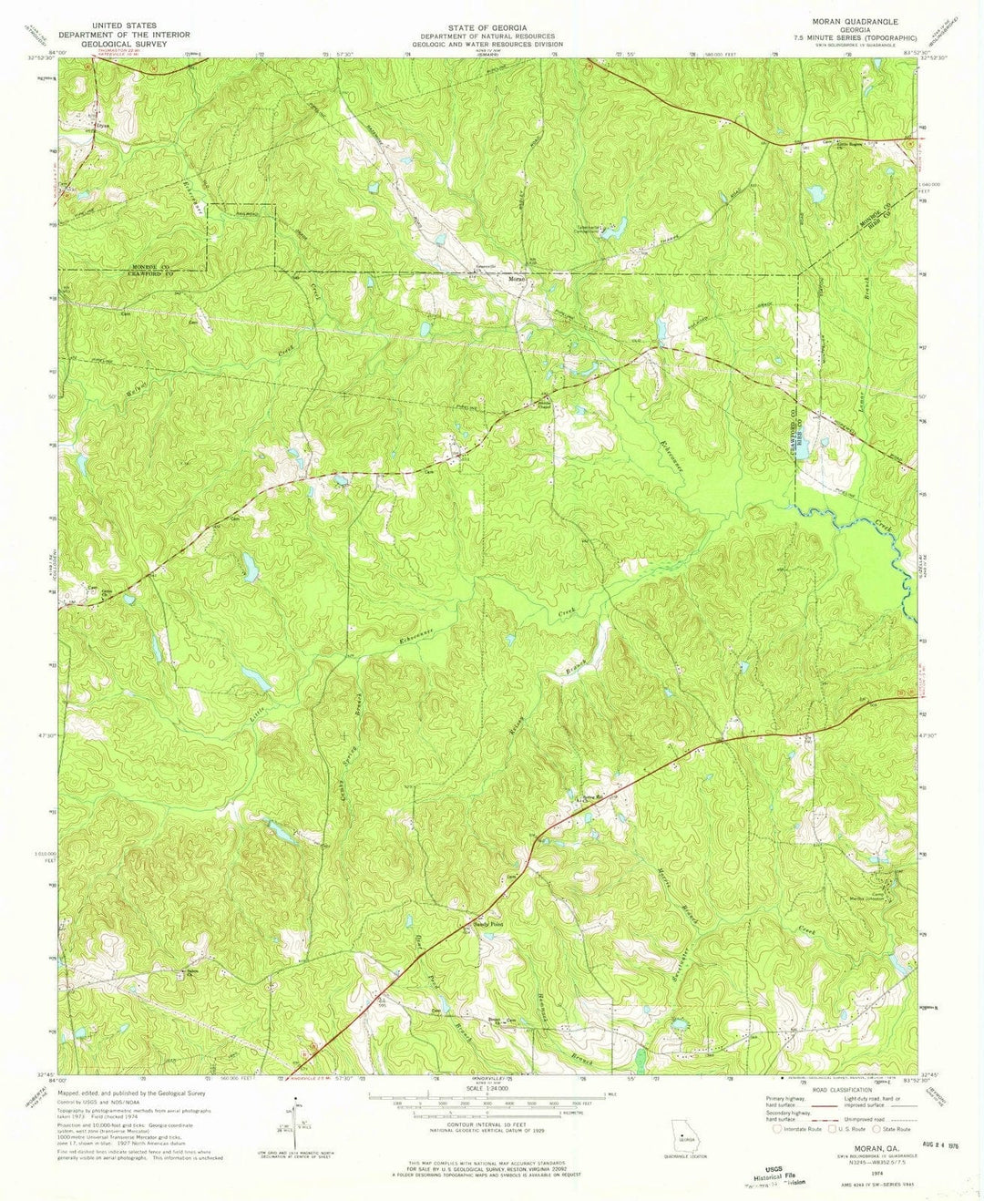 1974 Moran, GA - Georgia - USGS Topographic Map