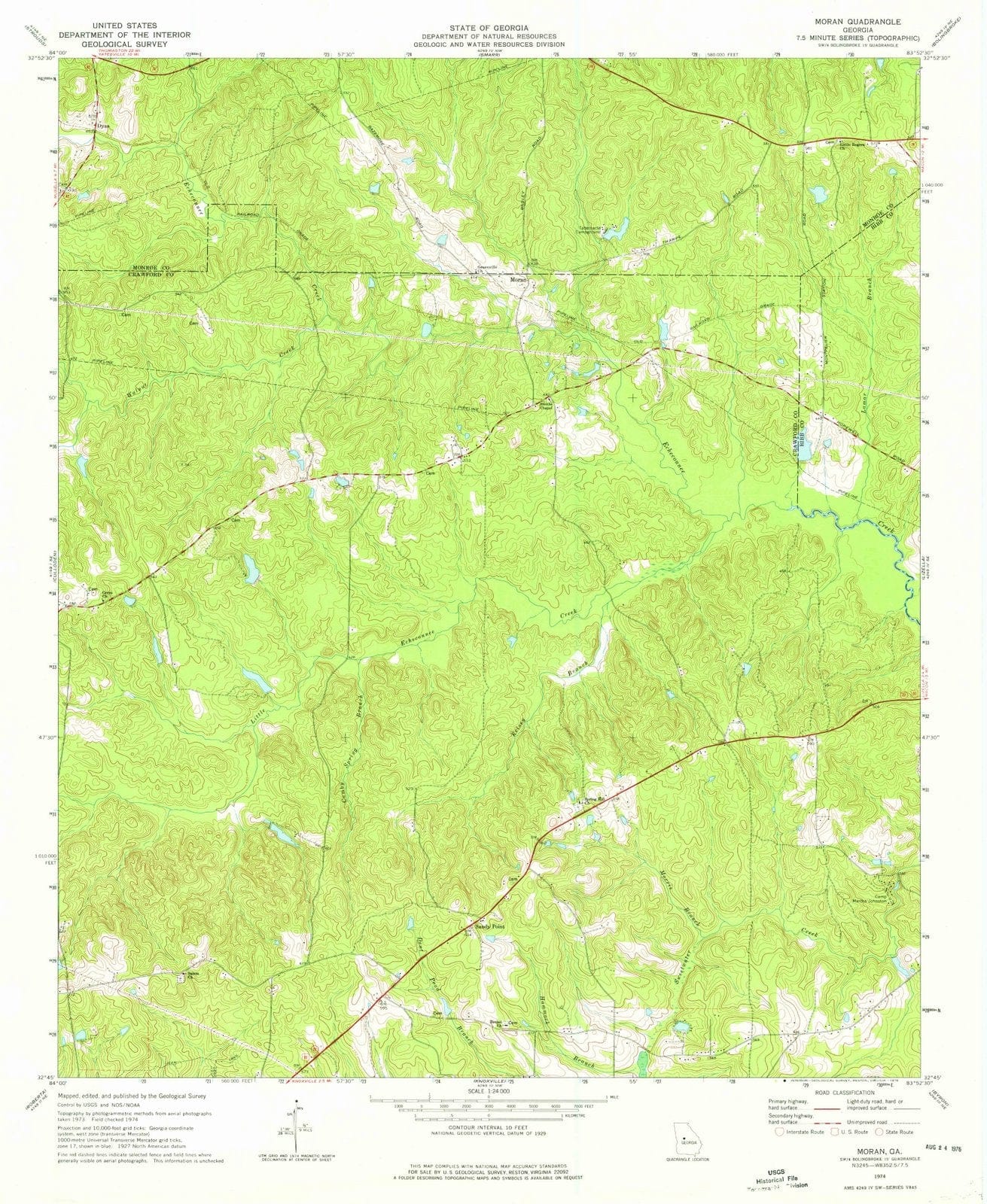 1974 Moran, GA - Georgia - USGS Topographic Map