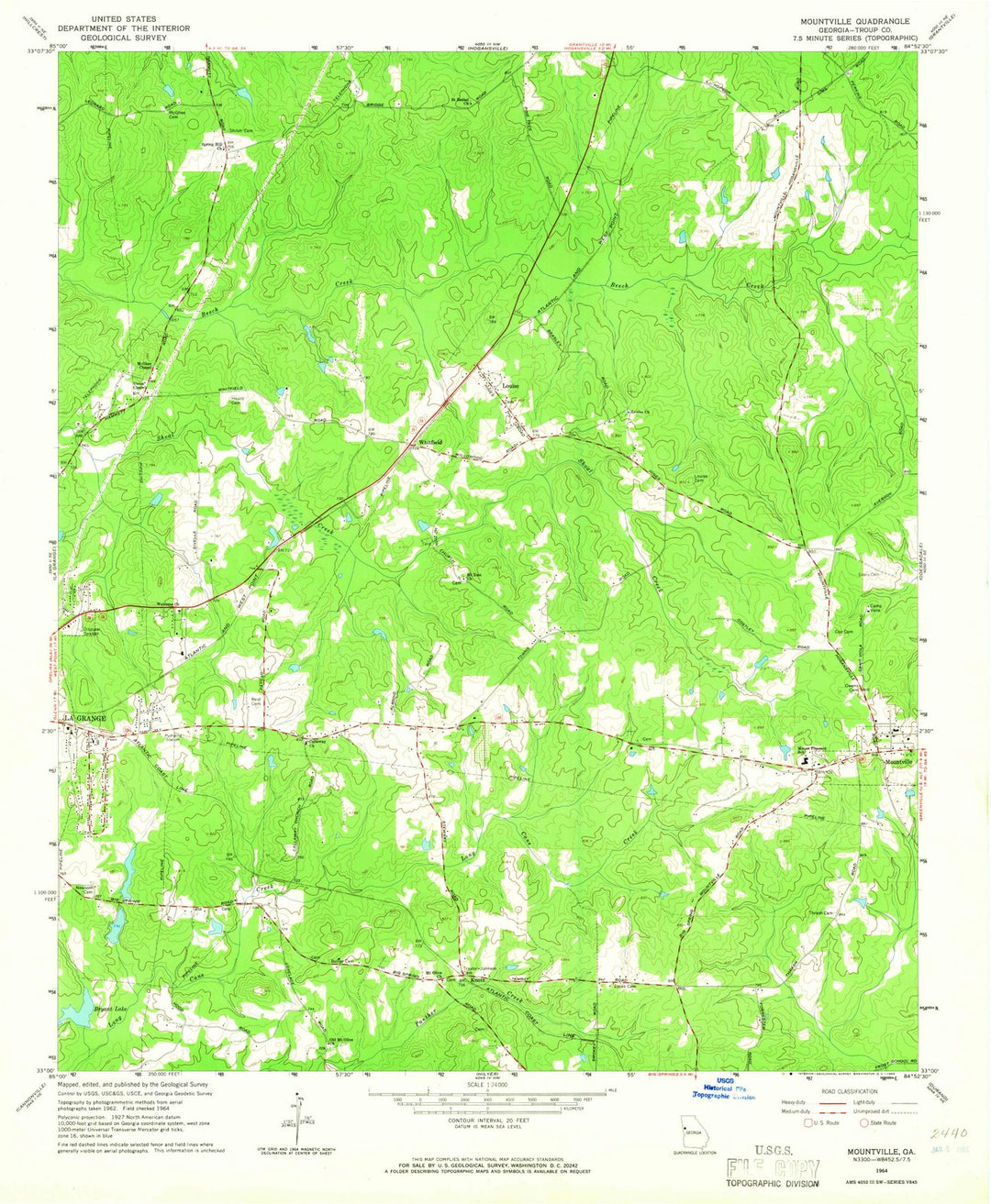 1964 Mountville, GA - Georgia - USGS Topographic Map