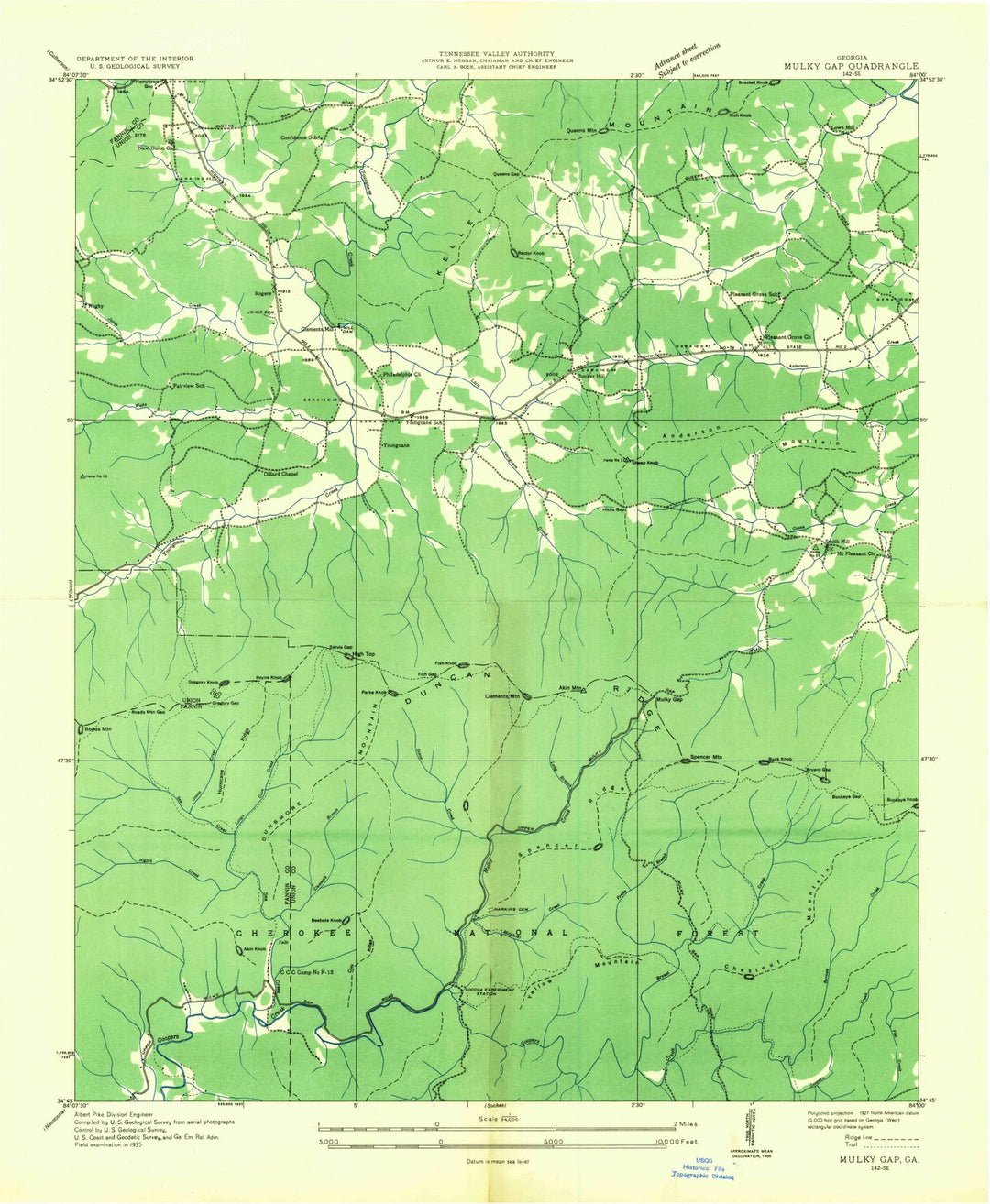 1935 Mulky Gap, GA - Georgia - USGS Topographic Map