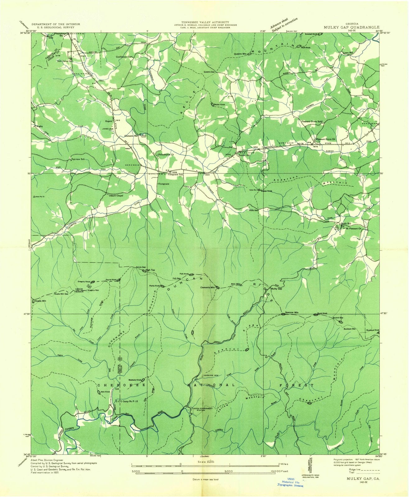 1935 Mulky Gap, GA - Georgia - USGS Topographic Map