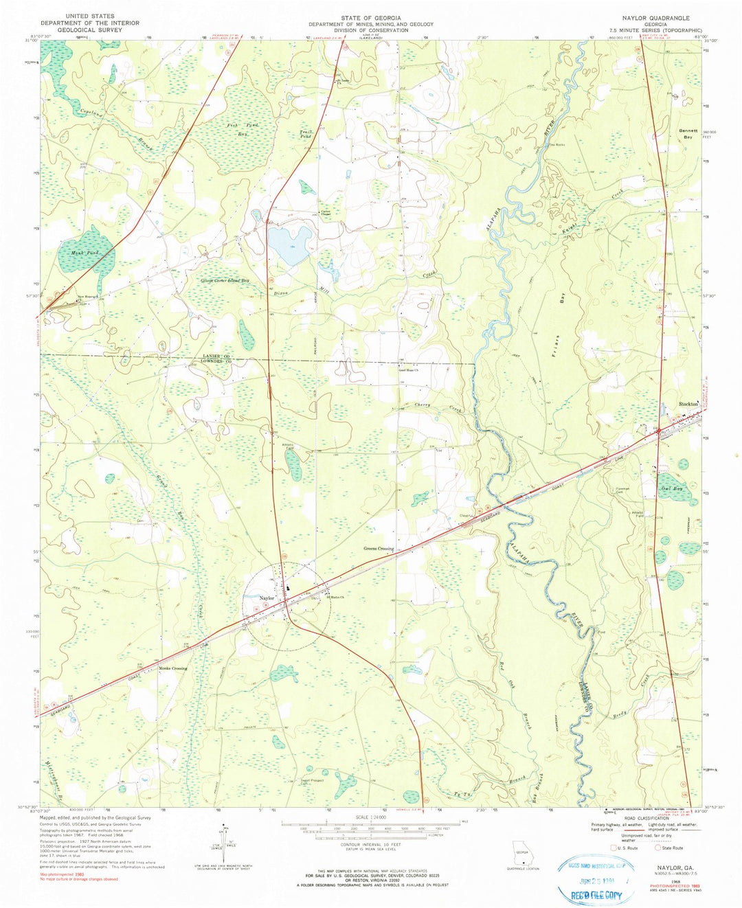 1968 Naylor, GA - Georgia - USGS Topographic Map