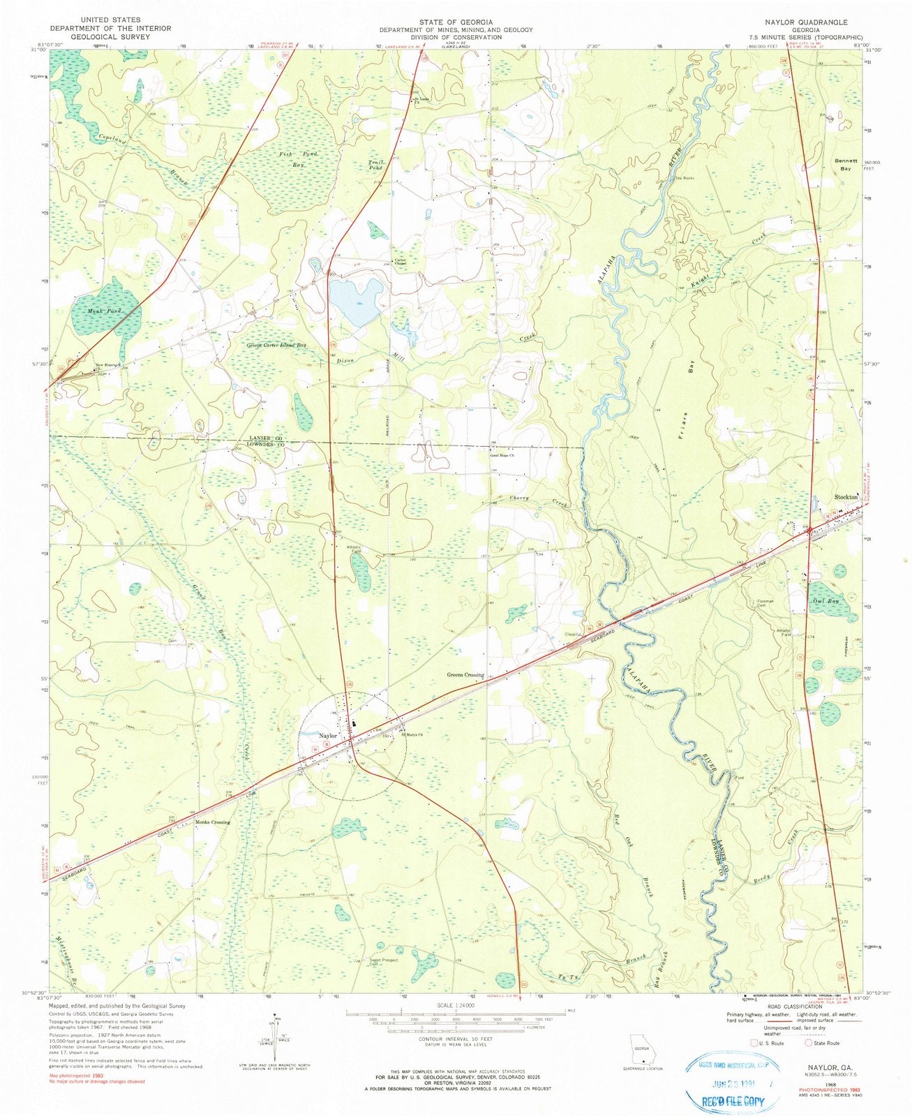 1968 Naylor, GA - Georgia - USGS Topographic Map