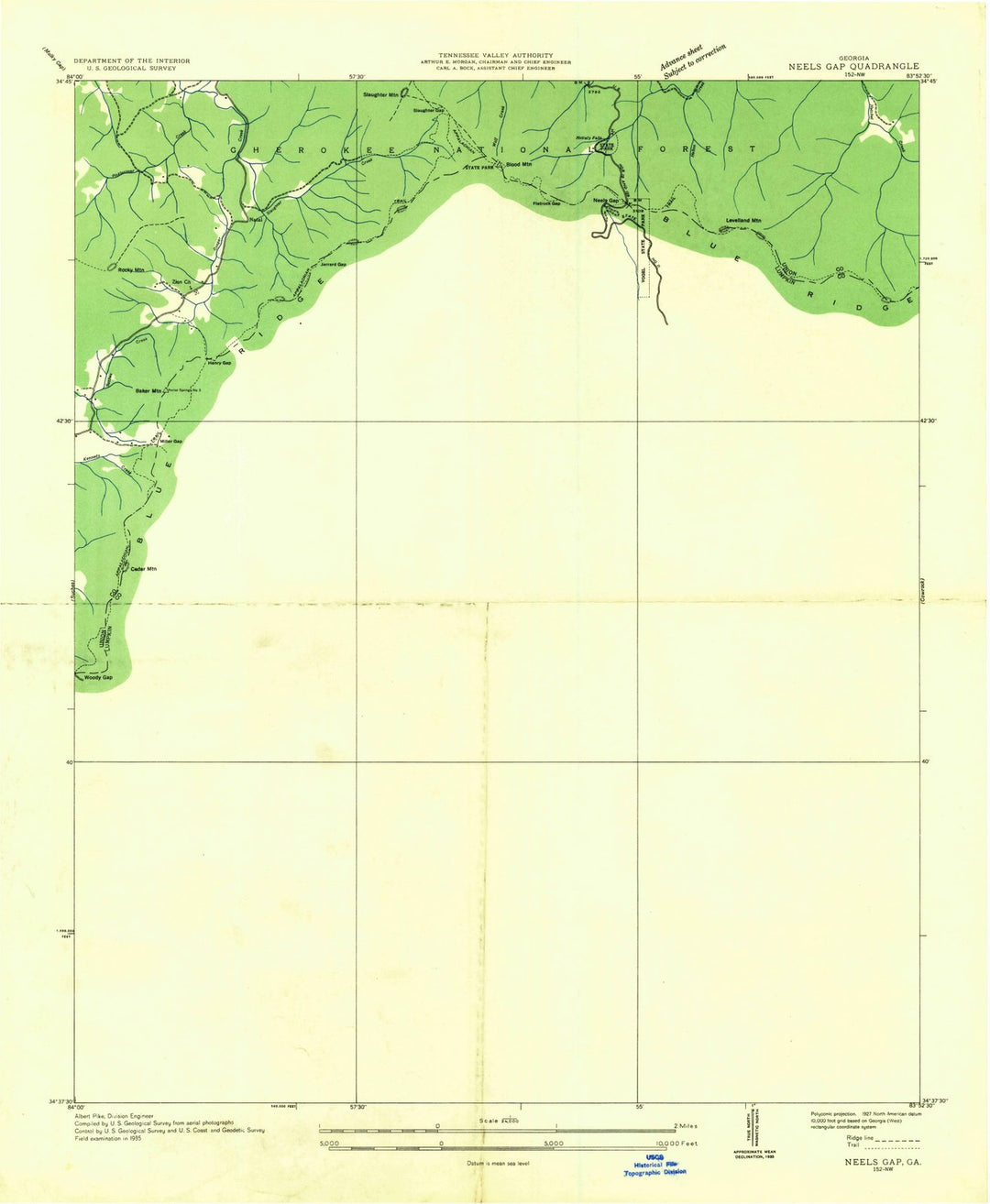 1935 Neels Gap, GA - Georgia - USGS Topographic Map