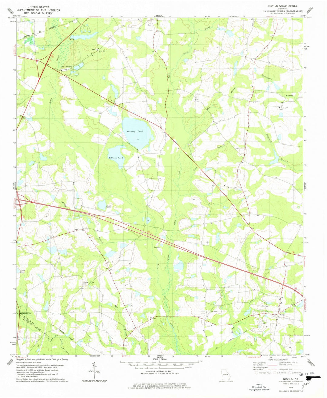 1978 Nevils, GA - Georgia - USGS Topographic Map