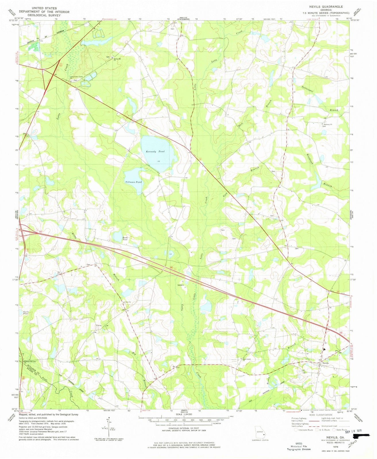 1978 Nevils, GA - Georgia - USGS Topographic Map