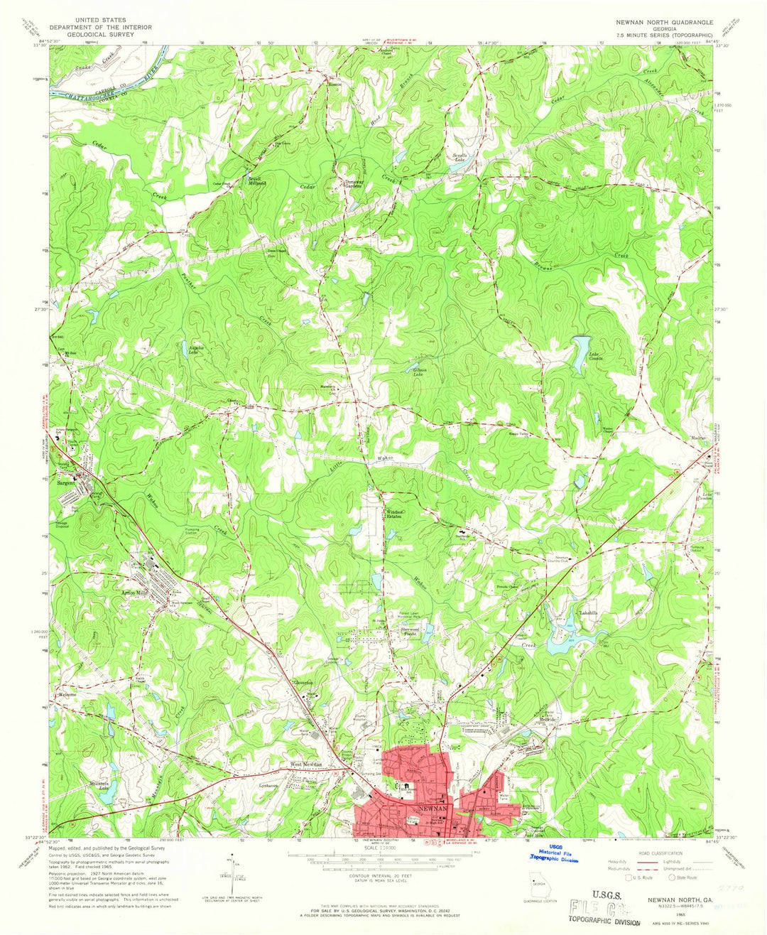 1965 Newnan North, GA - Georgia - USGS Topographic Map