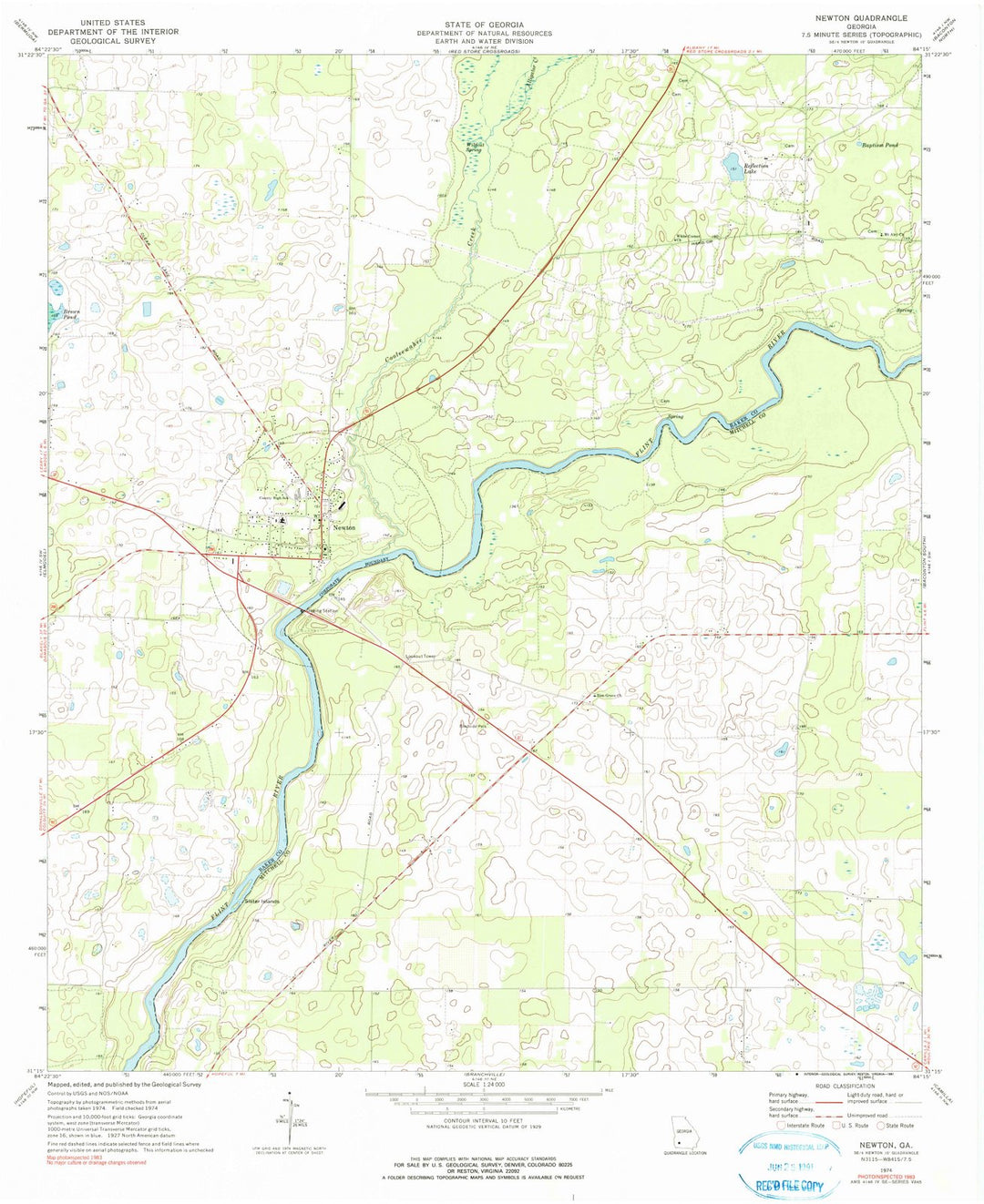 1974 Newton, GA - Georgia - USGS Topographic Map