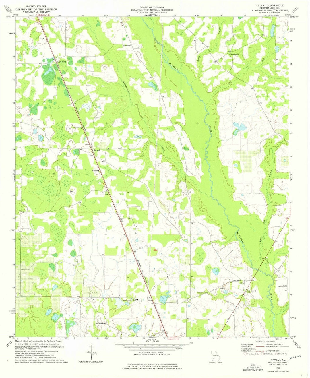 1973 Neyami, GA - Georgia - USGS Topographic Map