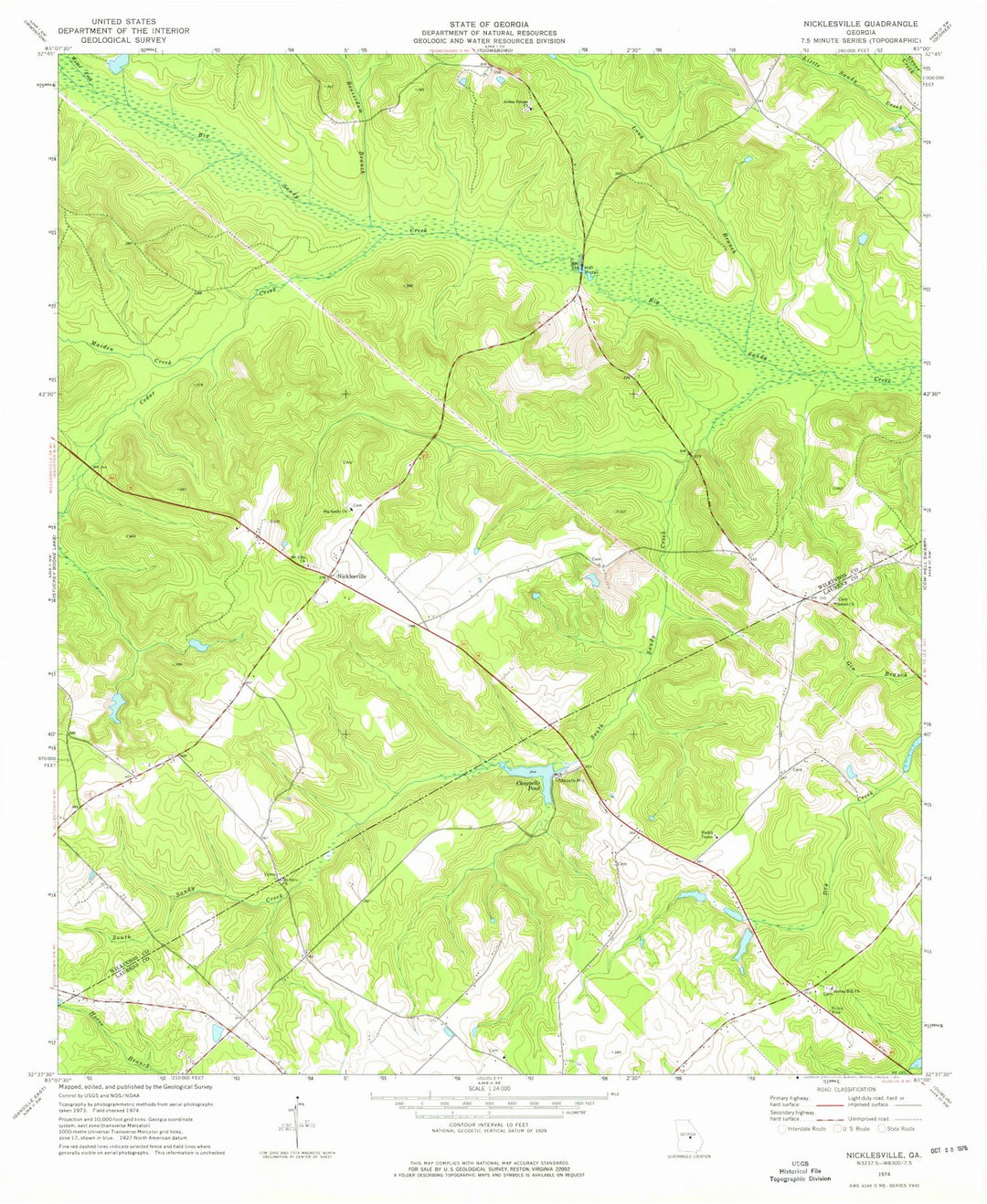 1974 Nicklesville, GA - Georgia - USGS Topographic Map