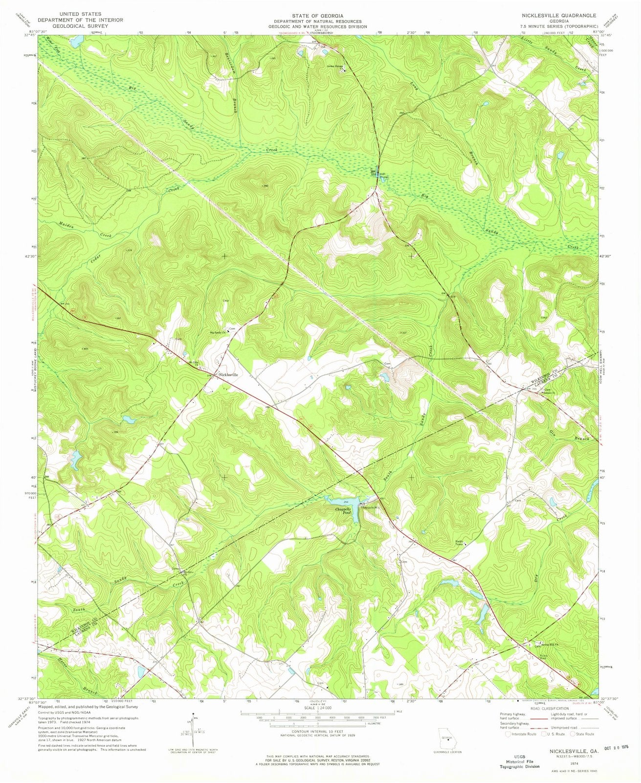 1974 Nicklesville, GA - Georgia - USGS Topographic Map