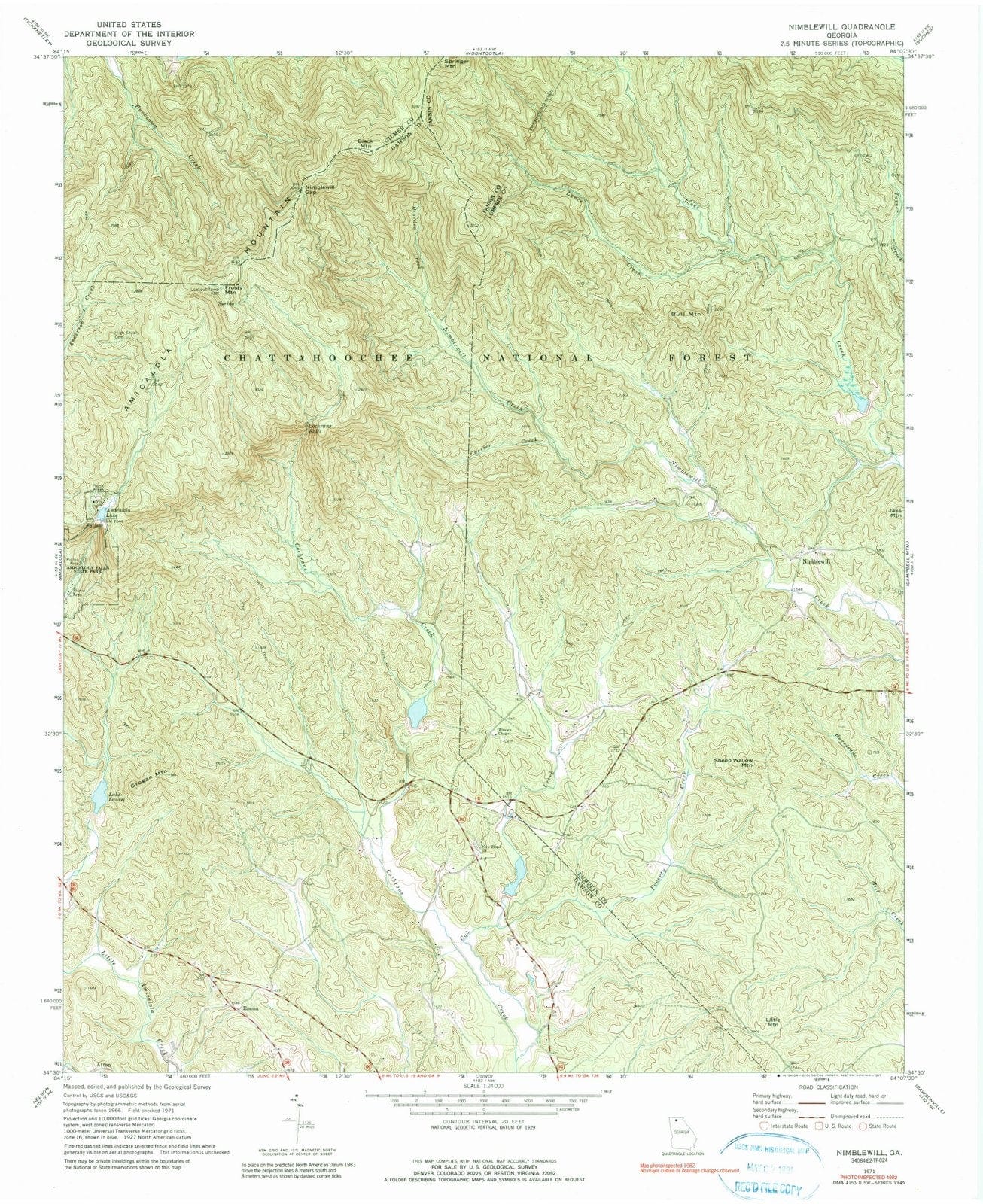 1971 Nimblewill, GA - Georgia - USGS Topographic Map