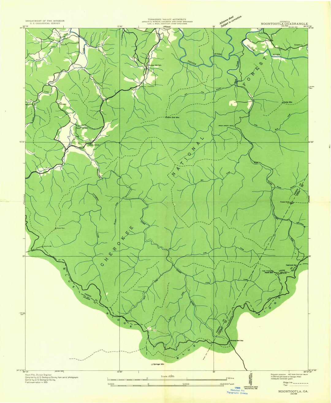1935 Noontootla, GA - Georgia - USGS Topographic Map