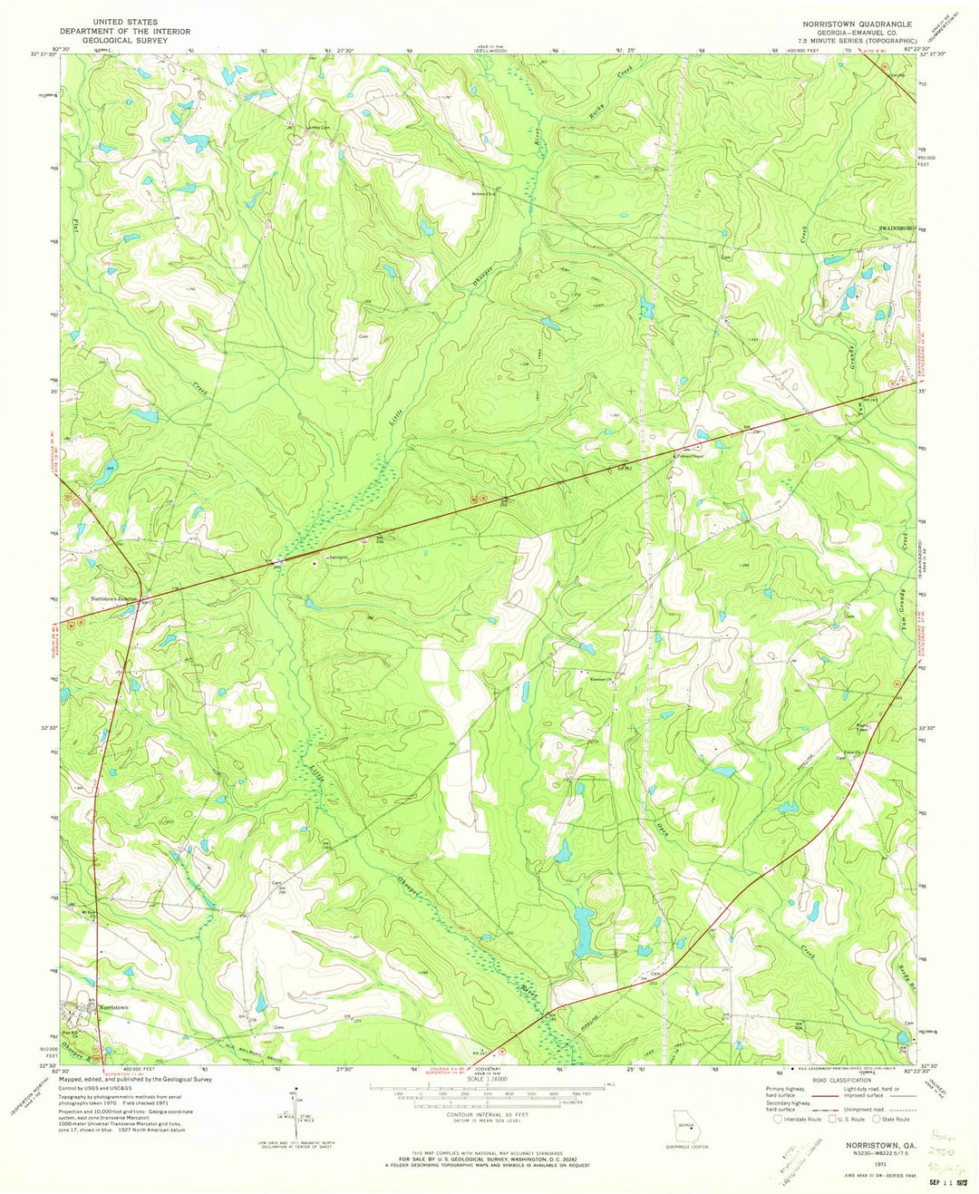 1971 Norristown, GA - Georgia - USGS Topographic Map