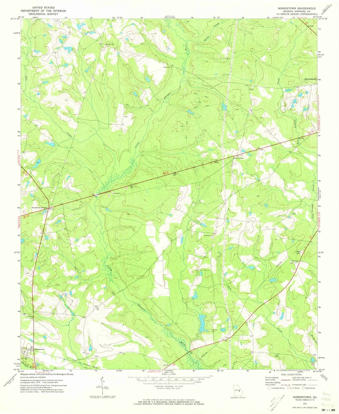 1971 Norristown, GA - Georgia - USGS Topographic Map
