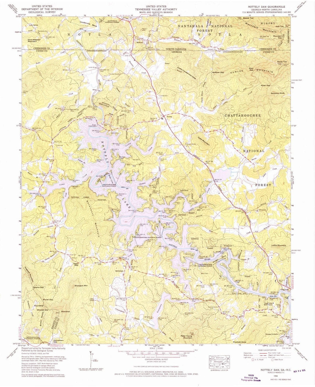 1966 Nottelyam, GA - Georgia - USGS Topographic Map