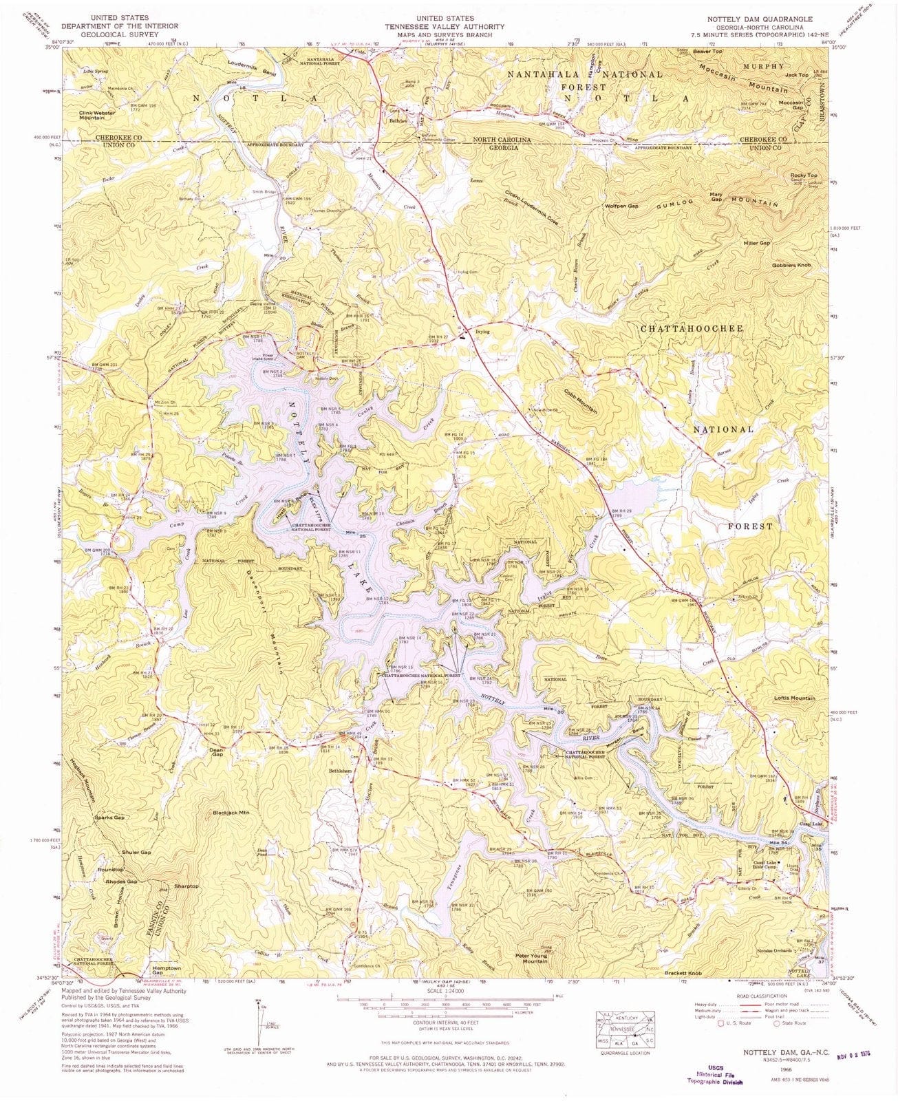 1966 Nottelyam, GA - Georgia - USGS Topographic Map