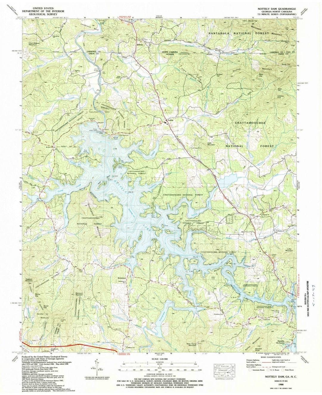 1988 Nottleyam, GA - Georgia - USGS Topographic Map
