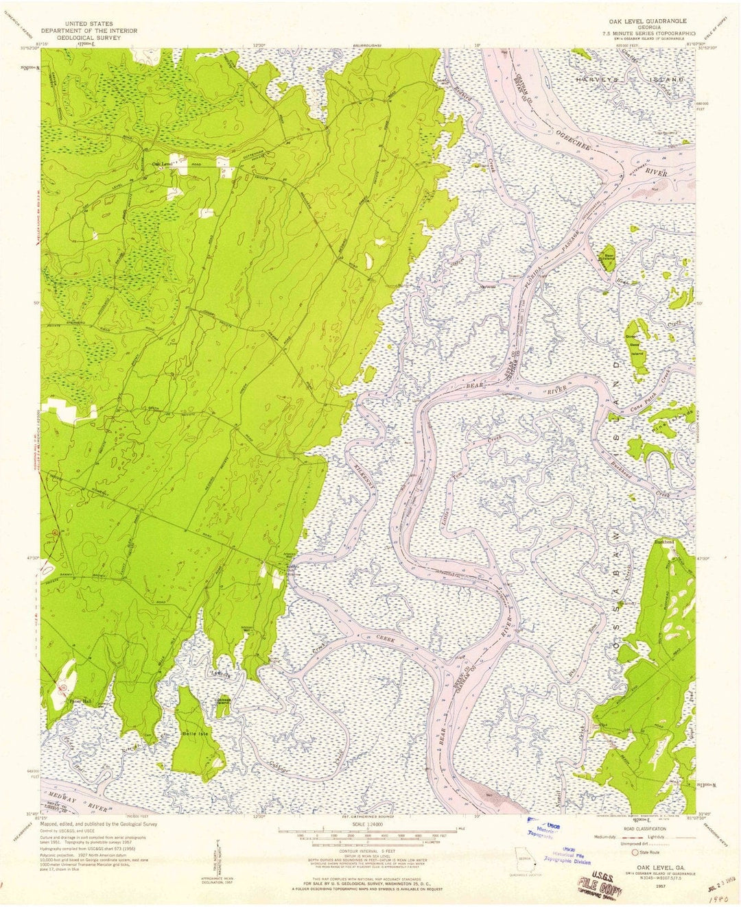 1957 Oak Level, GA - Georgia - USGS Topographic Map