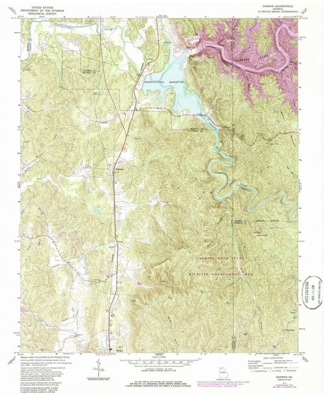 1971 Oakman, GA - Georgia - USGS Topographic Map