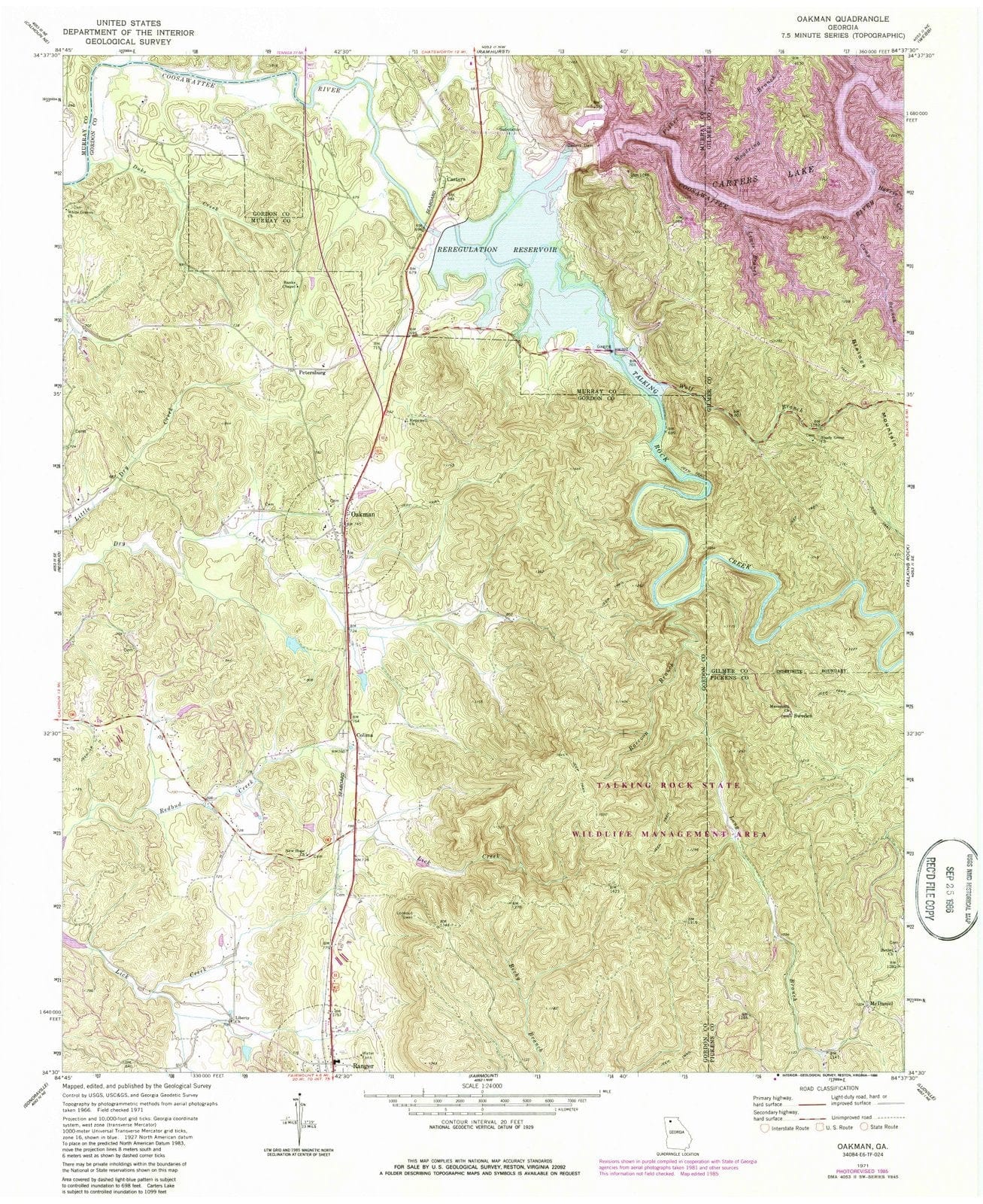 1971 Oakman, GA - Georgia - USGS Topographic Map