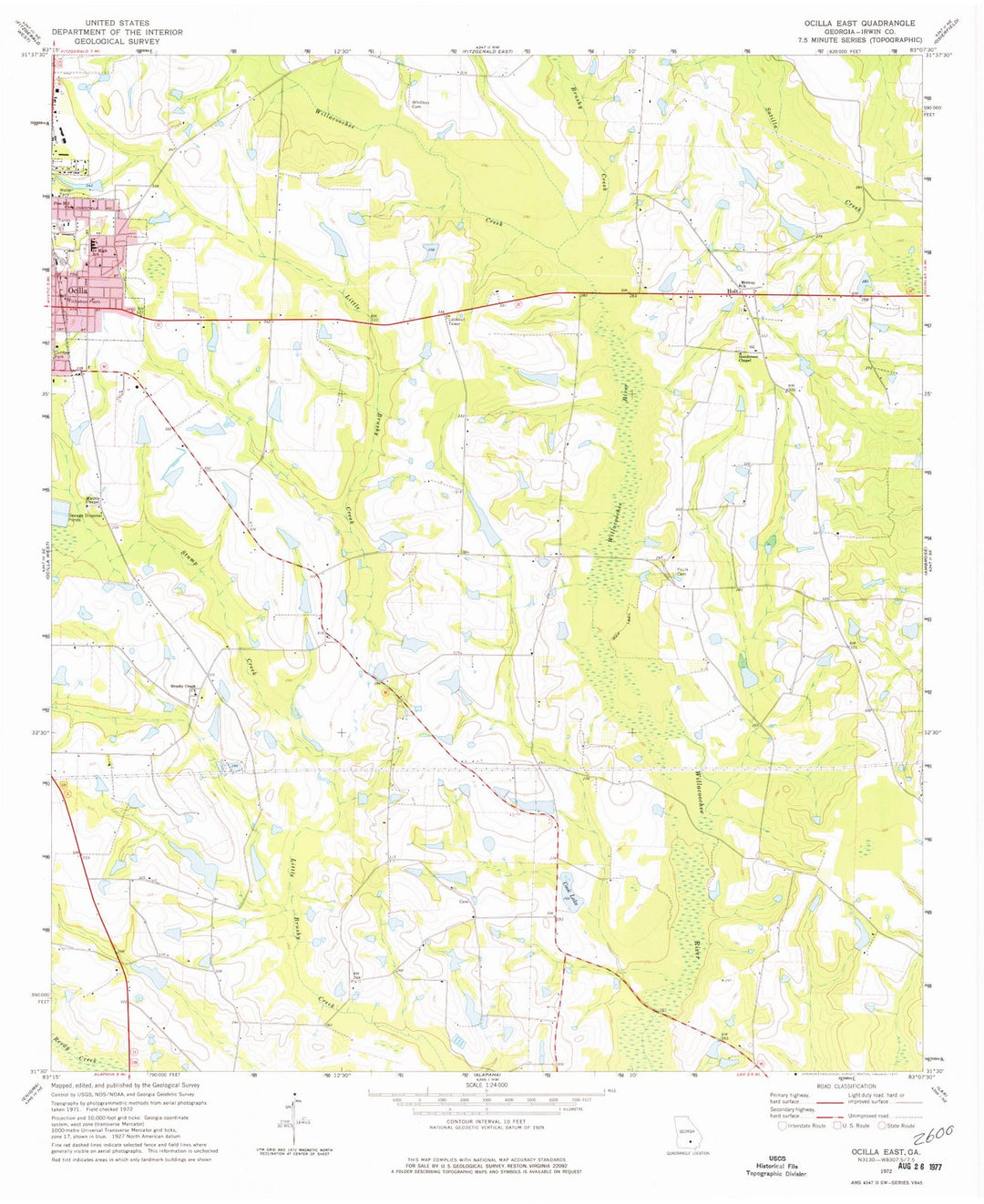 1972 Ocilla East, GA - Georgia - USGS Topographic Map