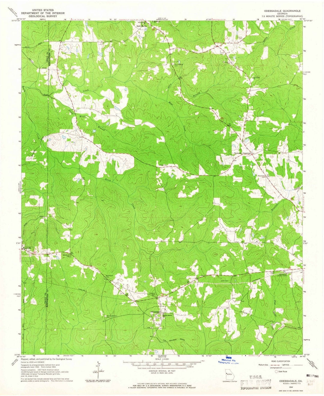 1964 Odessadale, GA - Georgia - USGS Topographic Map