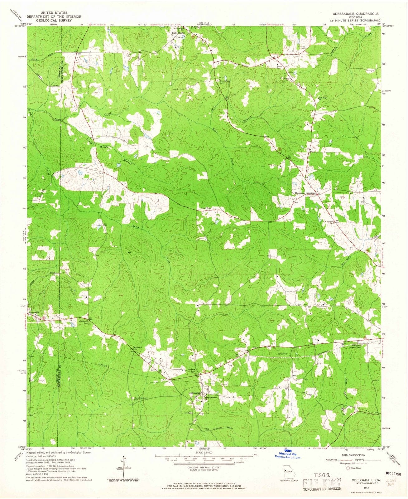 1964 Odessadale, GA - Georgia - USGS Topographic Map