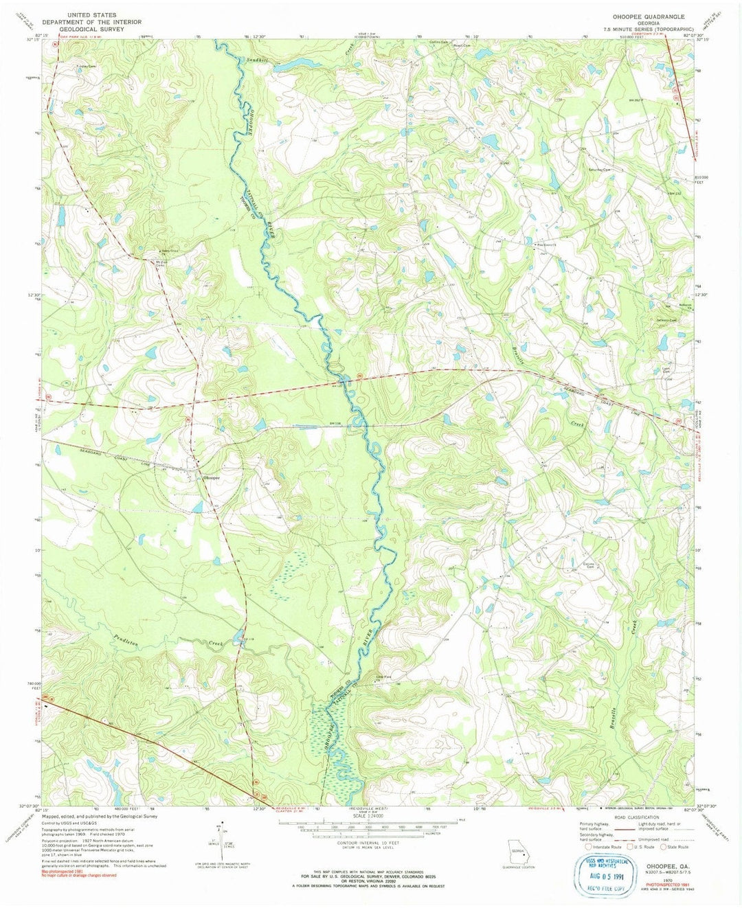 1970 Ohoopee, GA - Georgia - USGS Topographic Map
